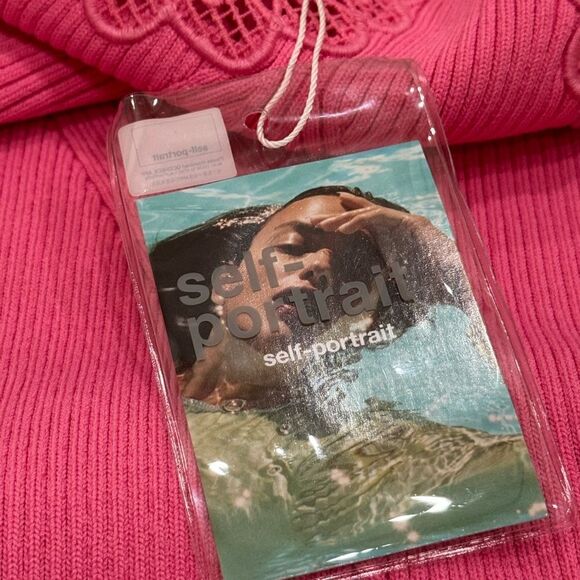 Self Portrait One Shoulder‎ Ribbed Knit Dress Pink Size Medium - Picture 11 of 15